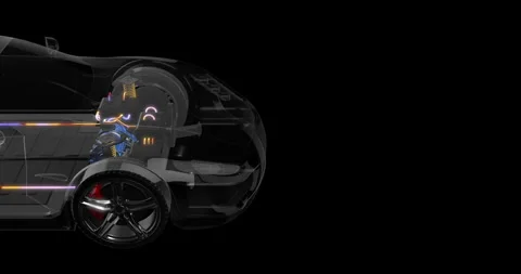 Pressing EV Start Button Showing Electric Car Internal Technology. Stock Footage 329176432