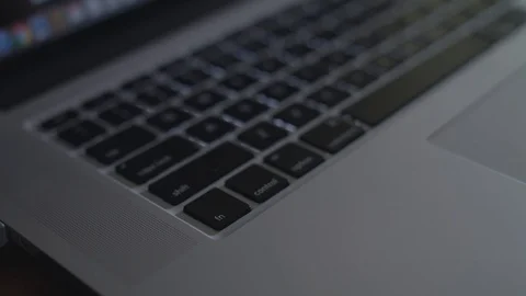 Pressing fn, control, option, command, and space bar buttons on a laptop. Stock Footage 87079925