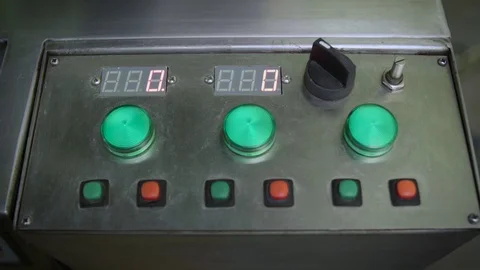 Pressing green and red buttons on modern industrial equipment Stock Footage 102460469