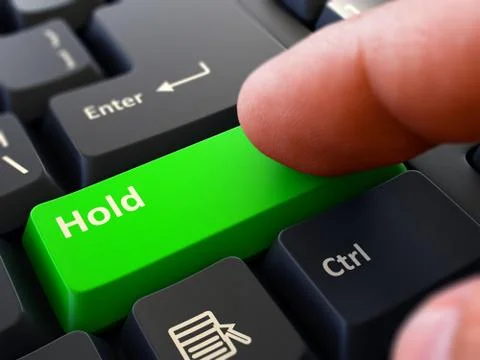 Pressing Green Button Hold on Black Keyboard Stock Illustration