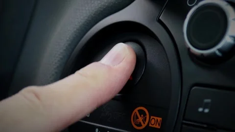 Pressing hazard warning switch Stock Footage 287341385