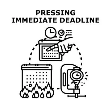 Pressing immediate deadline concept experiencing time pressure Stock Illustration