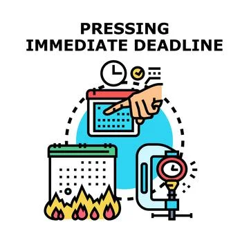 Pressing immediate deadline concept experiencing time pressure Stock Illustration