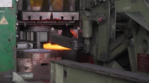 Pressing machine, smart machines, computer technology. Press operation, sparks Stock Footage 221329692