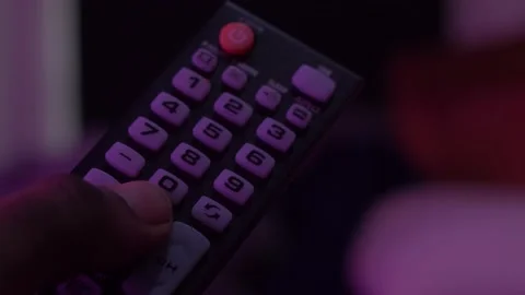 Pressing the Mute Button on a TV Remote Stock Footage 157942388