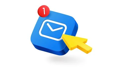 Pressing on a new message button. 3d vector icon Illustrazione stock