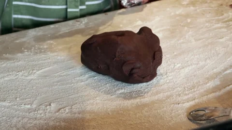 Pressing out cookie dough for rolling Stock Footage 41484325