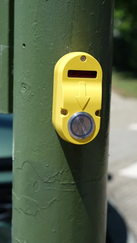 Pressing a Pedestrian Crossing Button with a Knuckle. Stock Footage 339467966