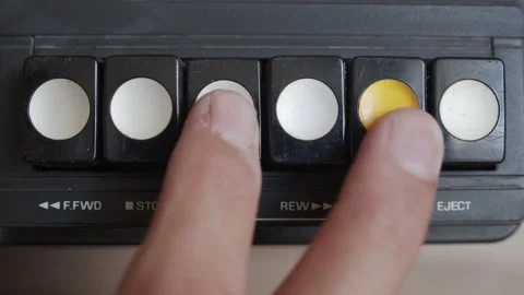 Pressing play and record button with fingers 4K footage 動画素材 140827506
