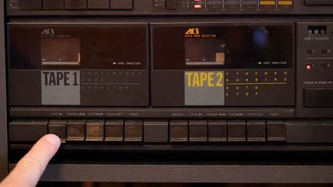 Pressing play and stop button on tape deck Stock Footage 88292275