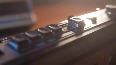 Pressing the PLAY Button on a Vintage Retro Boom Box Radio Stock-Footage 245362275