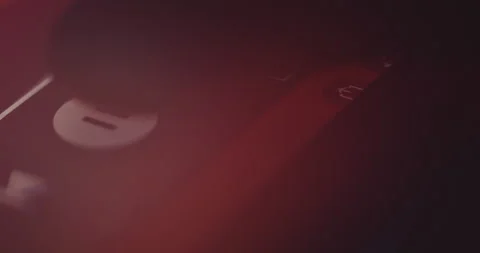 Pressing play on device screen - close up Stock Footage 256080291