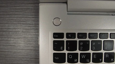 Pressing Power Button To Turn Off the Laptop Stock Footage