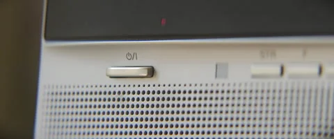 Pressing powet button on TV control panel 5.7K anamorphic video Stock Footage 309684958