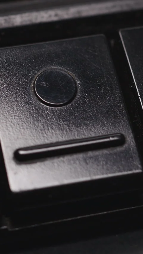 Pressing Record Button On And Off An Old Black Cassette Tape Recorder. Vertical. Stock Footage 268106783