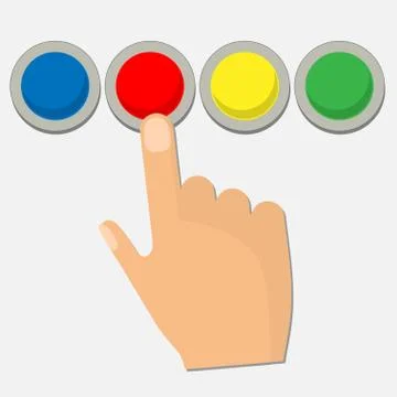Pressing a red button Illustrazione stock