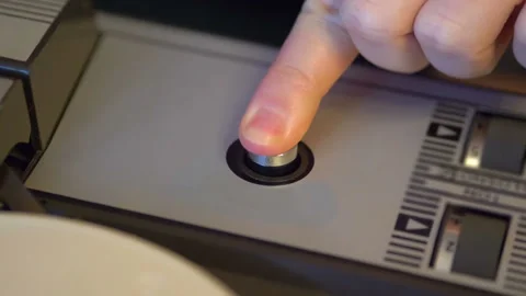 Pressing the red button in slow motion 180fps Stock-Footage 119650750