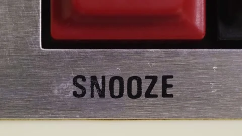 Pressing A Red Snooze Button On An Alarm Clock Stock Footage 342257096