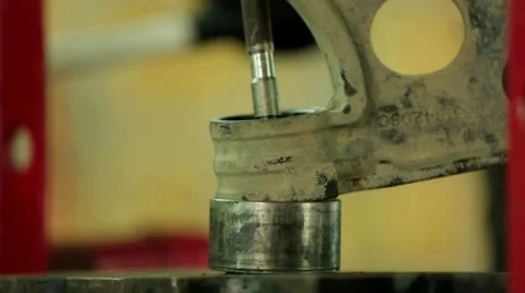 Pressing Of Silent Block In Workshop. Close-up Stock-Footage 36546611