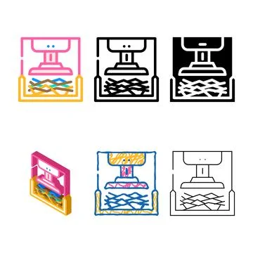 Pressing solid series waste color icon vector Illustration