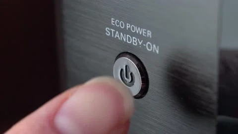 Pressing Stand By Power Button Close-Up Stock Footage 131964269
