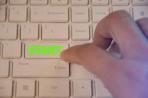 Pressing the start button, the idea of ??starting something new, new ideas Stock Photos