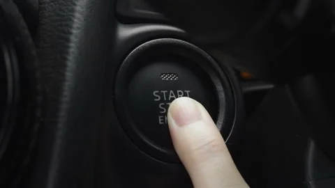 Pressing Start Engine in a car Video stock 236737169
