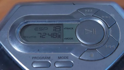 Pressing the stop button on a CD player  Stock-Footage 289142333