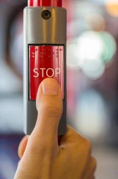 Pressing the stop button Stock Photos