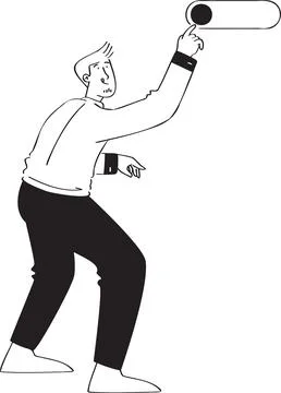 Pressing the On-Off Switch Button Illustration - Control &amp; Activation Stock Illustration