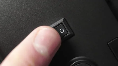 Pressing the switch button on the plastic macro shot control panel Stock-Footage 144083776