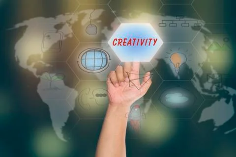 Pressing touch screen interface and select "CREATIVITY". Foto stock