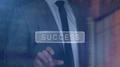 Pressing a virtual button Success, Augmented Reality. Video stock 119158627