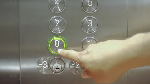 Pressing a zero button in an elevator Video stock 283541775