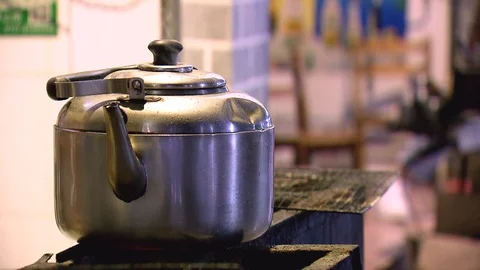 Presssure cooker in kitchen Stock Footage 126968124