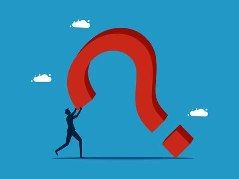 Pressure of big problems. man pressured by big question mark Stock Illustration