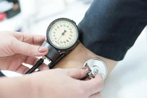 Pressure checking with stethoscope Stock Photos
