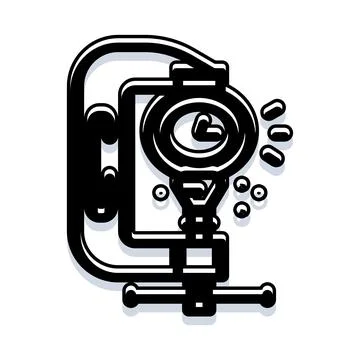 Pressure clamp squeezing clock with time stress Stock Illustration