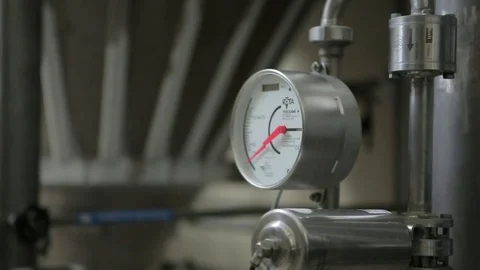 Pressure clock in brewery Stock Footage 77052033