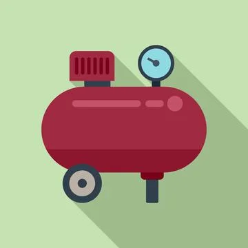 Pressure compressor icon flat vector. Air machine Ilustração Stock