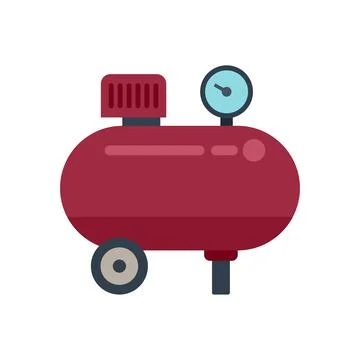 Pressure compressor icon flat vector. Air machine Ilustração Stock