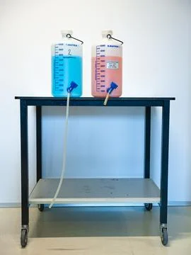 Pressure experiment in physics class Stock Photos