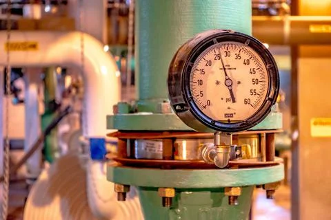 Pressure gauge and knobs control at a plant 写真素材