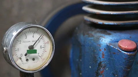 Pressure gauge with compressor working. Stock Footage 35245681