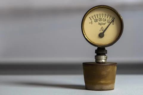 Pressure gauge  using Kilogram-force per square centimeter, deprecated unit o Stock Photos