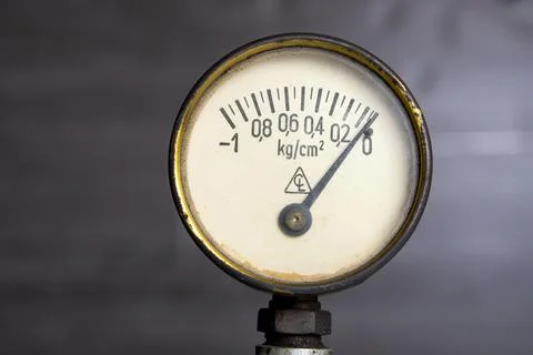 Pressure gauge  using Kilogram-force per square centimeter, deprecated unit o Stock Photos
