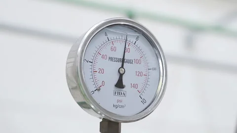 Pressure Gauge on working machine Close up 50fps Stock-Footage 247561102