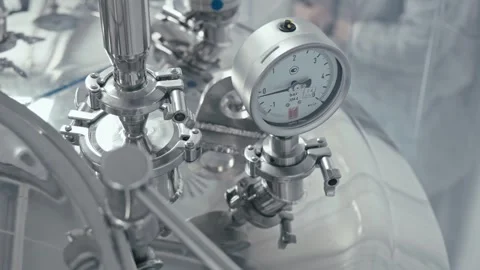 Pressure gauges in a high-tech laboratory setting Stock Footage 342394127