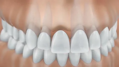 Pressure from the lower teeth to the upper teeth Stock Photos