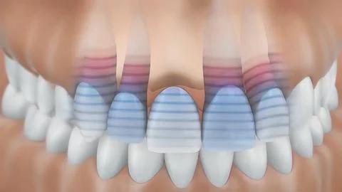 Pressure from the lower teeth to the upper teeth Stockfoto's